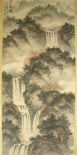 A Chinese Hanging Painting Scroll of Landscape by Fu Baoshi, Ink on Paper