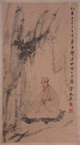 A Chinese Hanging Painting Scroll of Luohan by Fu Baoshi