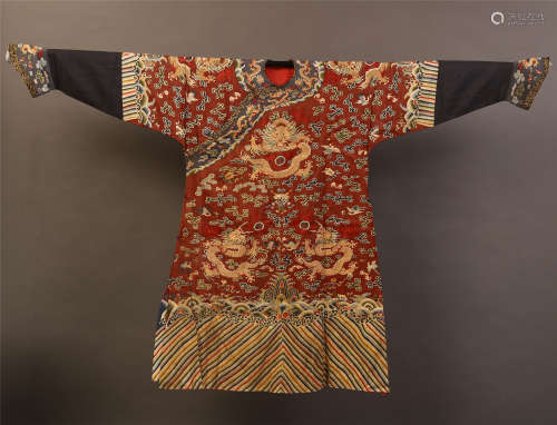 A Chinese  Imperial Ke Silk Dragon Robe
