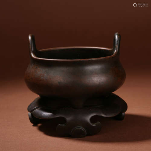 A Chinese Bronze Censer with Standing Handle