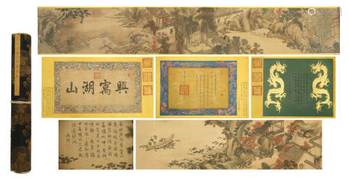 A Chinese Painting Scroll of Courtyard by Qiu Ying, Ink on Silk