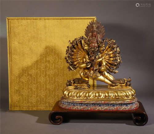 A Chinese Gilt Bronze Figure of Vajrabhairava