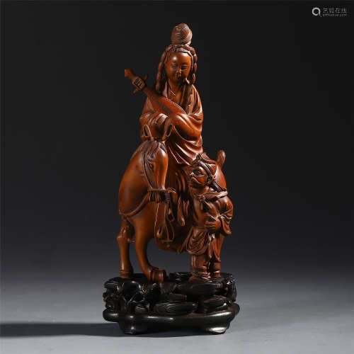 A Chinese Huangyang Wood Carving of Figure