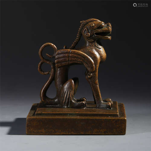 A Chinese Bronze Carved Beast-shaped Seal
