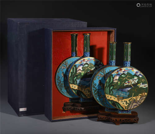 A Pair of Chinese Cloisonne Enamelled Vase