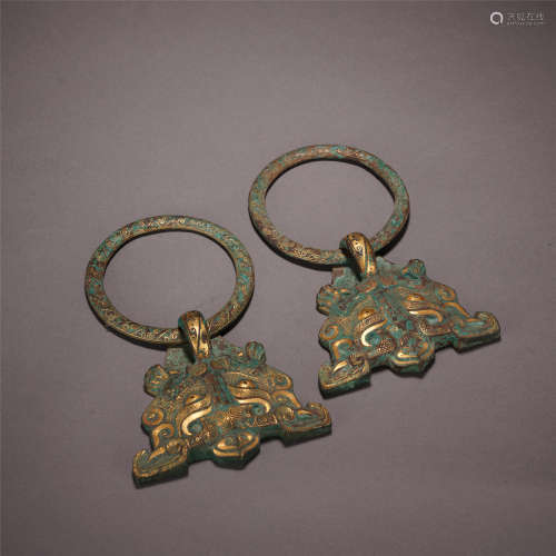 A Pair of Chinese Gilt-decorated Bronze Door Knocker