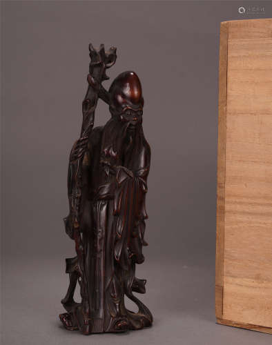 A Chinese Huangyang Wood Carving of the God of Longevity