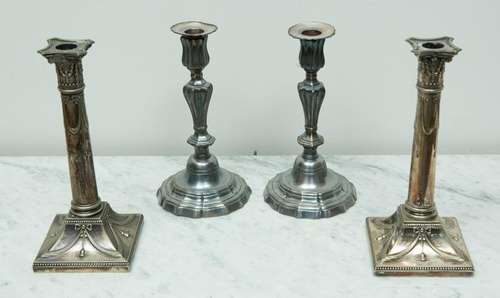 19thC Silverplate Candlesticks