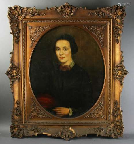 19th Century Portrait of Lady, Oil on Canvas