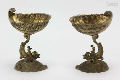 Pair of German Silver Vermeil Shell Form Compotes