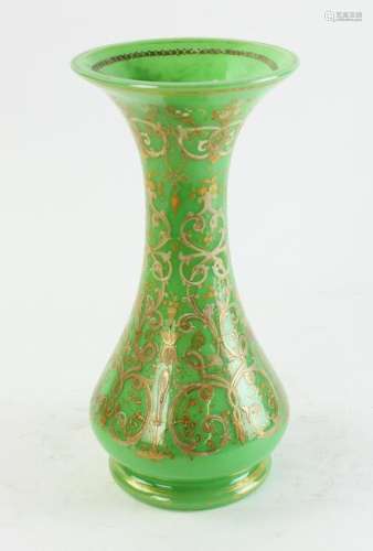19th C French Enameled Opaline Glass Vase