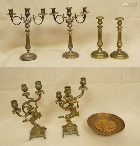 Group of Candlesticks and Dish