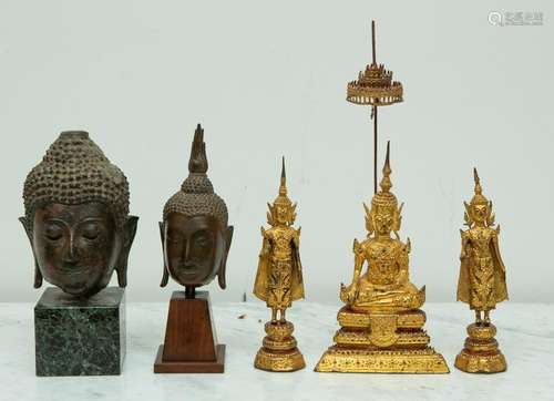 Group of Buddhas and Buddha Heads