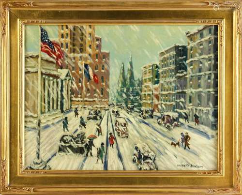 Bowdoin, Winter in New York City, Oil on Canvas