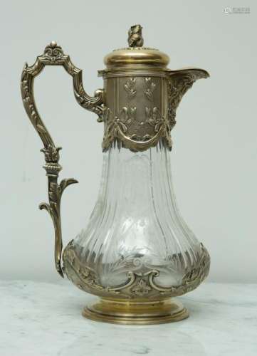 19th C French Silver and Cut Glass Decanter