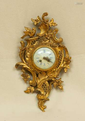 19thC French Gilt Bronze Cartel Clock