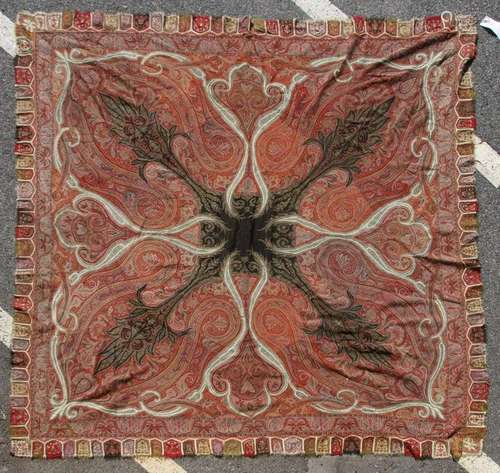 Antique Hand Woven Paisley Tablecloth