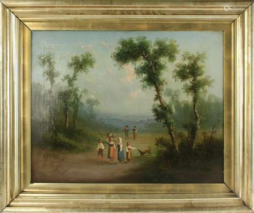 19thC Continental Woodland View, Oil on Canvas