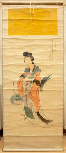 Scroll Painting of Lady with Peach