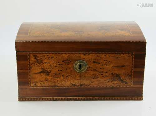 Early 19thC Inlaid Burlwood Dome Top Box