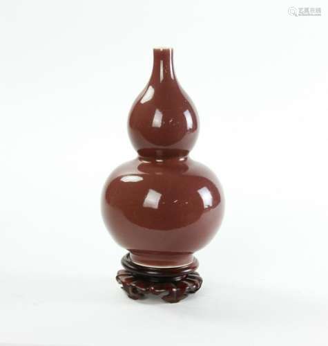 Chinese Dark Red Double Gourd Vase