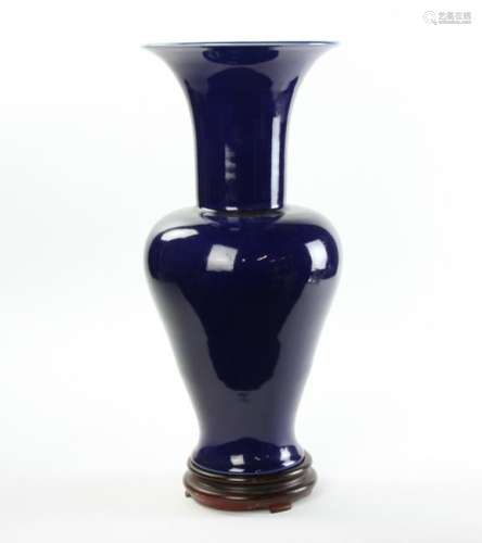 Chinese Blue Glazed Porcelain Gu Vase