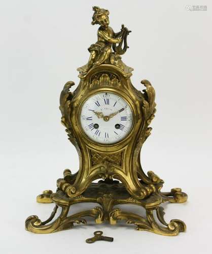 19thC French Bronze Mantel Clock