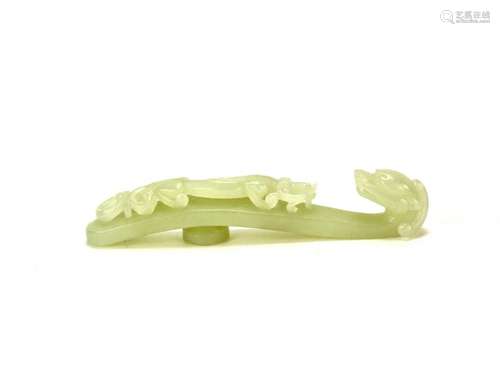 Chinese White Jade Dragon Belt Buckle