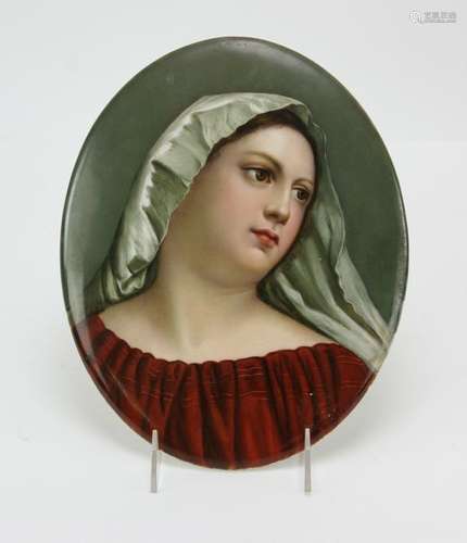 German Hand Painted Porcelain Oval Plaque