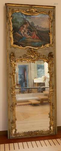 Louis XV Trumeau Mirror with Oil on Canvas