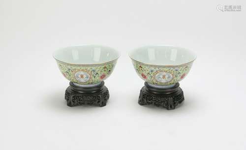 Pair of Chinese Famille Rose Porcelain Bowls