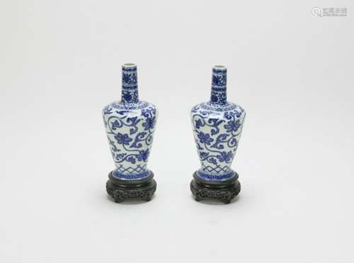 Pair of Chinese Blue and White Porcelain Vases