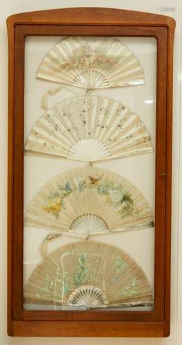 Collection of Fans in Shadow Box Wall Cases