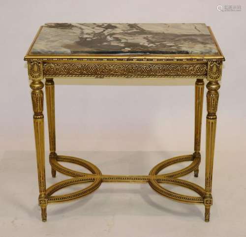 19th Century Giltwood Table, Marble Top