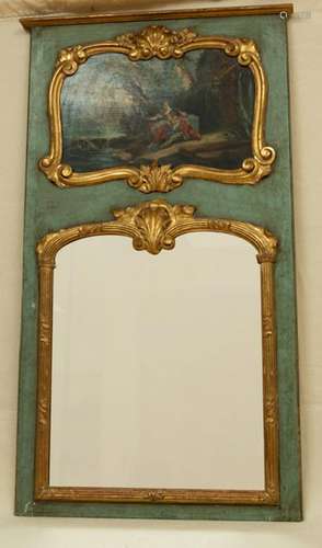 Louis XV Trumeau Mirror with Pastoral Scene