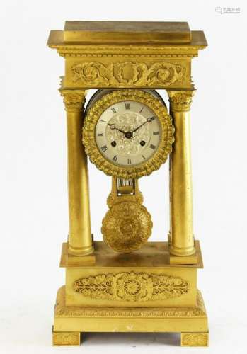 19thC French Empire Bronze Ormolu Clock