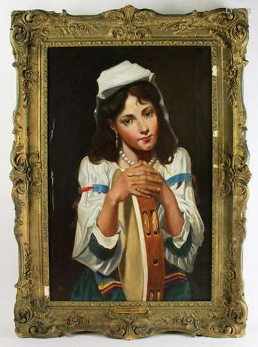 H. Singer, The Tambourine Girl, Oil on Canvas