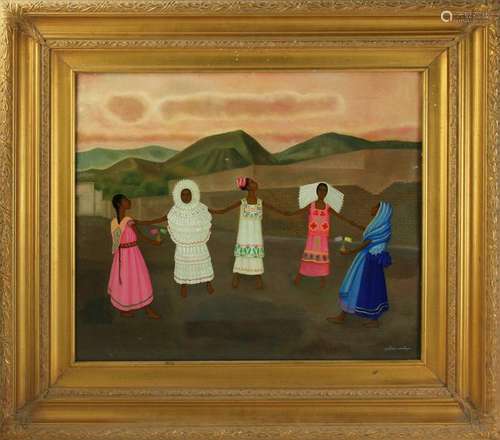 Gustavo Montoya, Native Dancers, Oil on Canvas