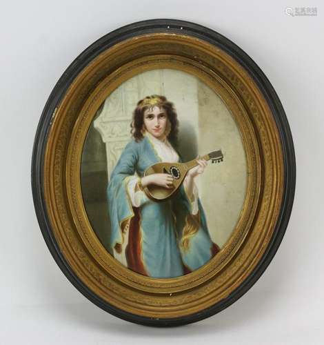 German Porcelain Plaque of Young Woman