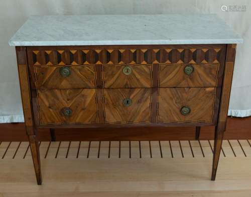 Louis XVI Walnut Marquetry Commode