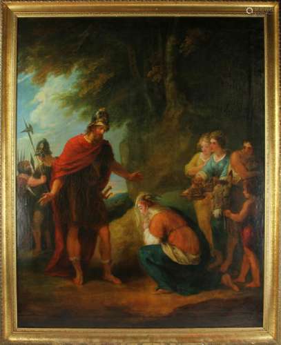 18thC Italian Oil on Canvas, Scene from Coriolanus