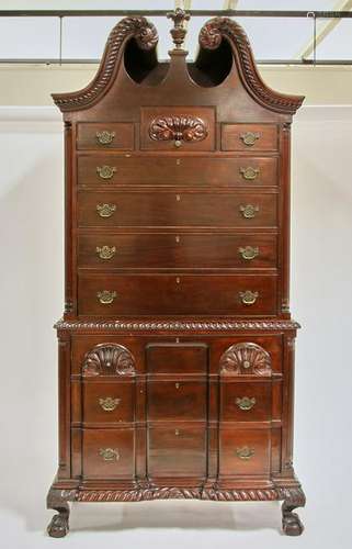 Chippendale Style Mahogany Chest on Chest