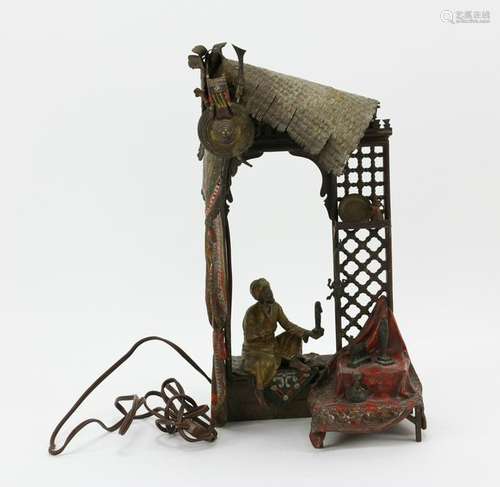 Antique Vienna Bronze Lamp, Rug Merchants Stand