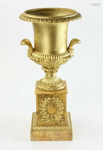 19thC French Empire Bronze and Marble Urn