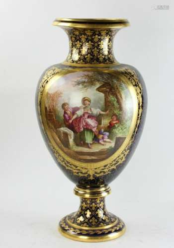 19thC French Sevres Hand Painted Decorated Urn