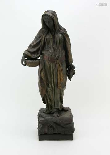 19th C Figure of Arabian Woman Signed Mekou