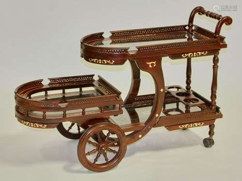 Mahogany Inlaid Tea Cart