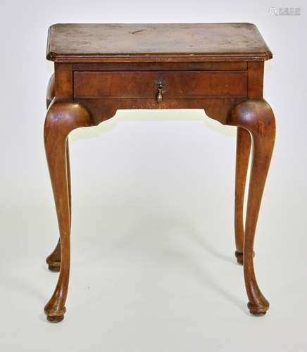 Queen Anne Style Burlwood Table with Drawer