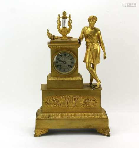 19th C French Empire Gilt Bronze Clock