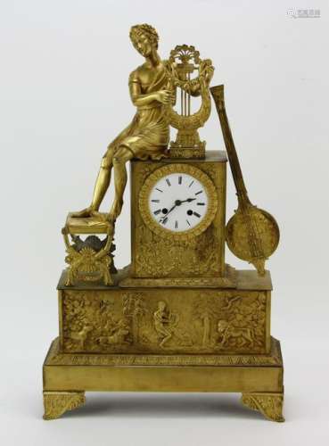 Early 19thC French Empire Ormolu Bronze Clock